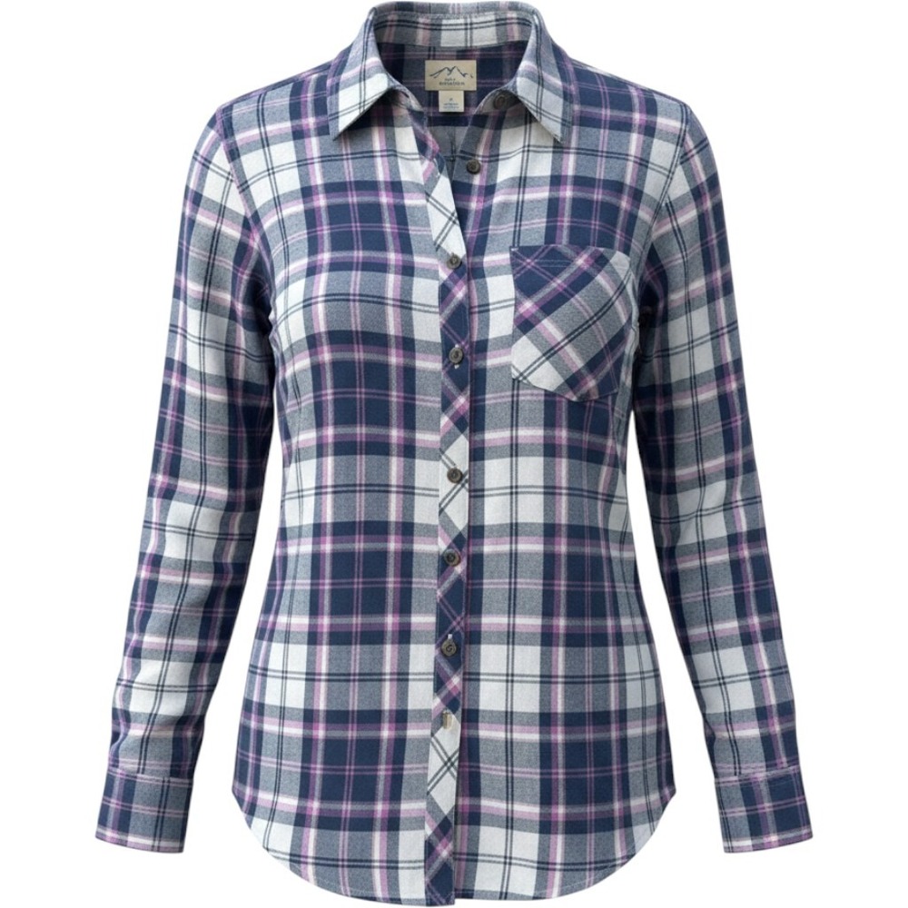 Blue Mountain Womens Purple Navy Plaid Flannel Button Up Shirt Size Medium NWT